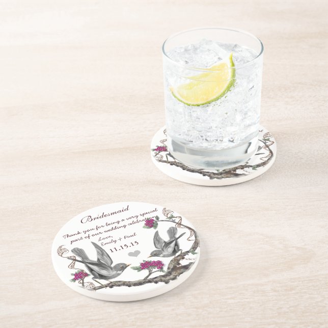Accueil Bridesmaid Dessous de verre d'oiseaux Vint (Côté)