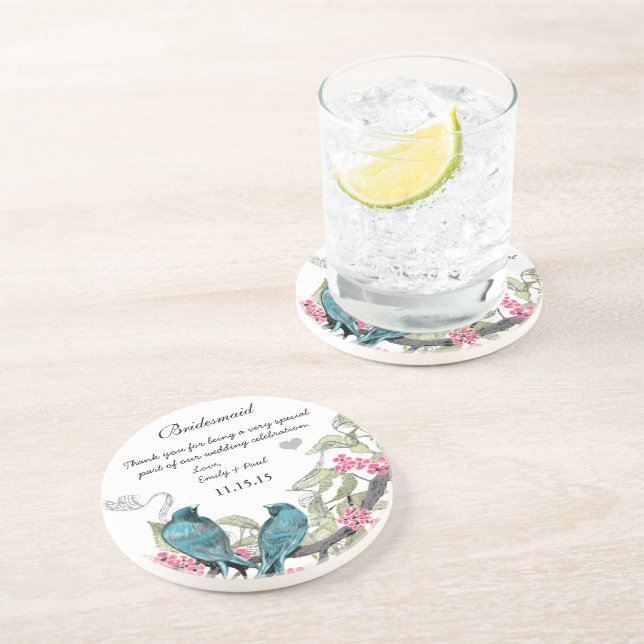 Accueil Bridesmaid Dessous de verre d'oiseaux Vint (Côté)