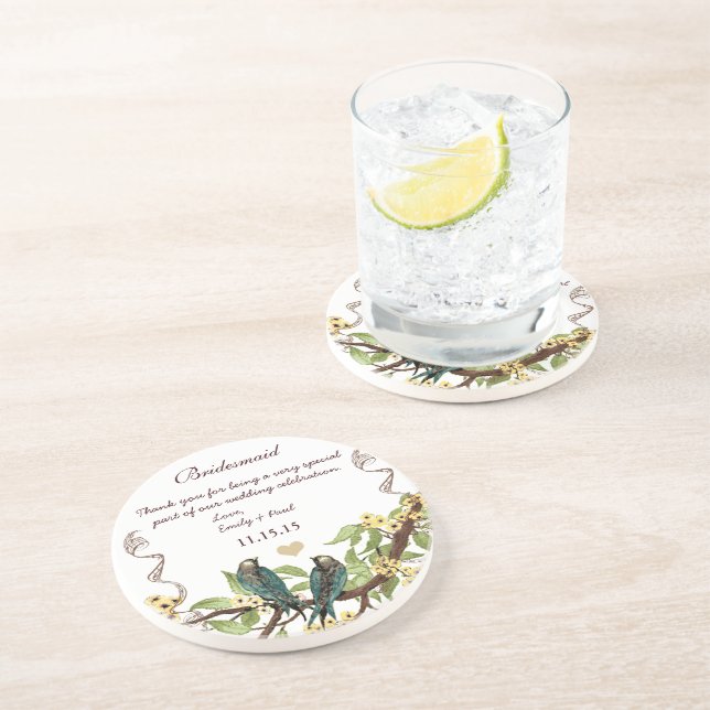 Accueil Bridesmaid Dessous de verre d'oiseaux Vint (Côté)