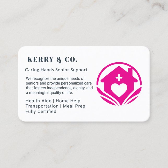 Accueil Carte de visite d'aide - Professionnels et (Devant)