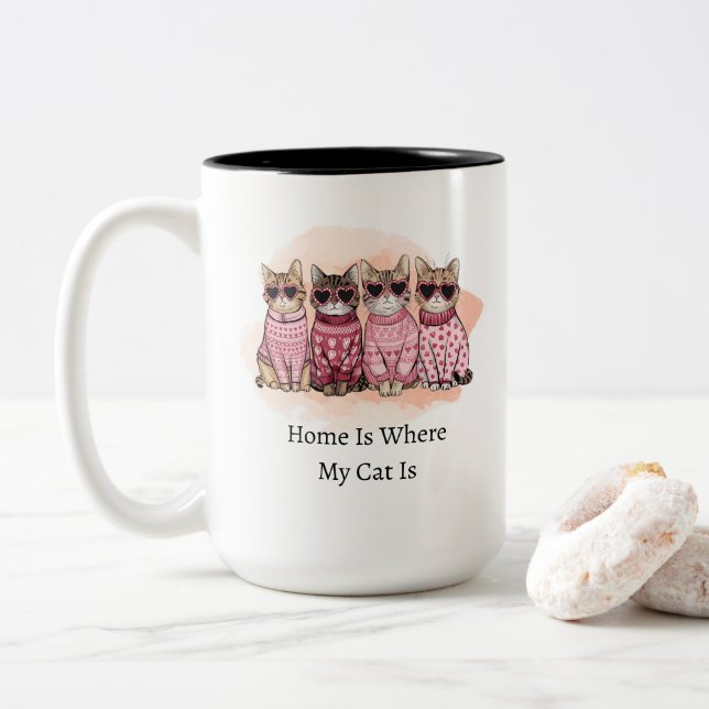 Accueil C'Est Là Que Mon Chat Est Du Café Mug (Avec donut)
