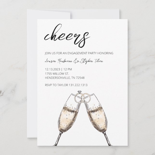 Accueil Champagne Engagement Party Invitation (Devant)