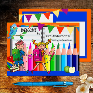 Accueil coloré Retour à l'école Carte postale