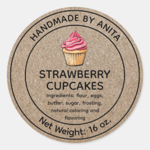 Accueil Cupcakes à la fraise cuite Étiquette Kraft