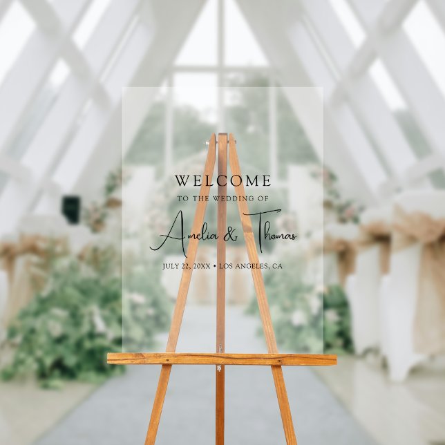 Accueil de mariage élégant (Make a grand entrance and warmly welcome your guests with this elegant wedding acrylic sign!)