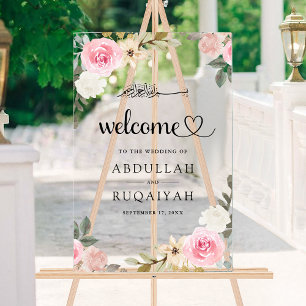 Accueil de mariage musulman floral rose pastel
