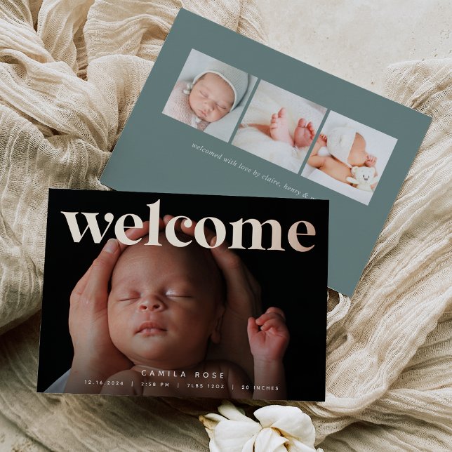 Accueil doré | Faire-part de naissance Rose Gold F (Créateur téléchargé)