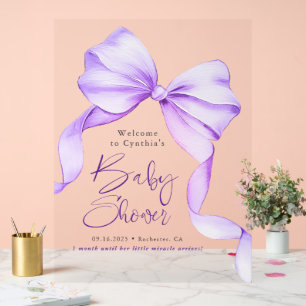 Accueil du Baby shower de ruban pourpre Bow