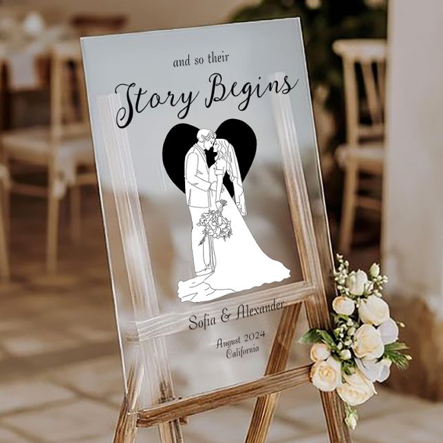 Accueil du Mariage d'art minimaliste classique (Acrylic Wedding Sign)