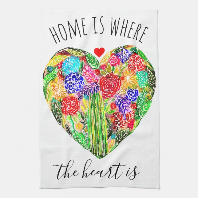 Accueil est là où le coeur est serviette de cuisin (Vertical)