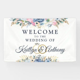 Accueil Mariage Aquarelle Floral Welcome Bannière