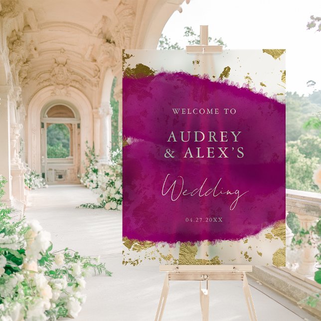 Accueil Mariage or violet moderne Magenta (Créateur téléchargé)