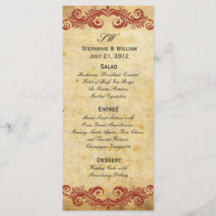 Accueil Mariage vintage Burgundy Swirl Menu