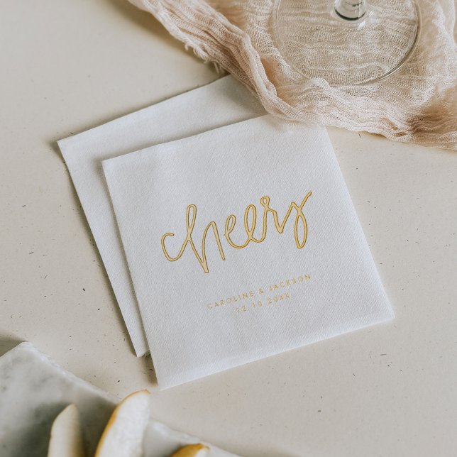 Accueil personnalisé (Hand-Lettered Cheers Personalized Foil Napkins)