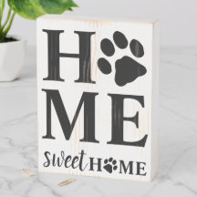 Accueil Sweet Home Empreinte de patte Boite en boi