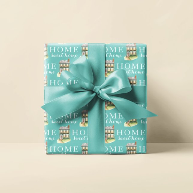 Accueil Sweet Home Feuilles de papier à envelopper (This, "Home sweet home" wrapping paper set would make a great housewarming gift! )