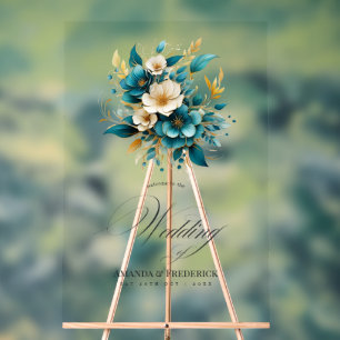 Accueil turquoise et Gold Floral Mariage
