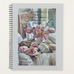 Accueil vintage Fleurs roses Love Citation Grey Jo