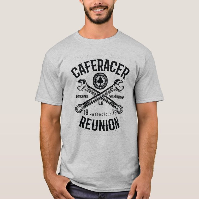Ace Cafe Racer Wiedersehen arbeiten harte, harte F T-Shirt (Vorderseite)