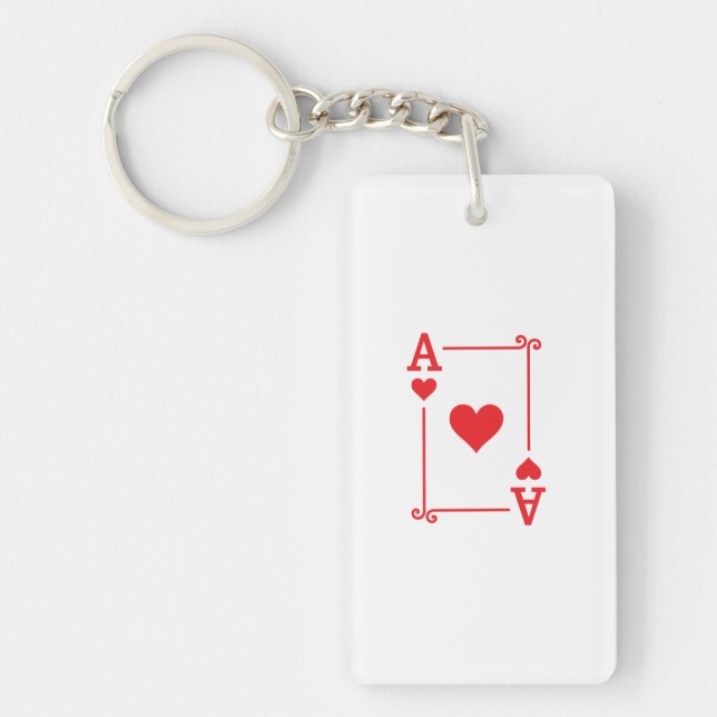 Ace Hearts Anzug spielen Karten modern Schlüsselanhänger (Vorderseite)