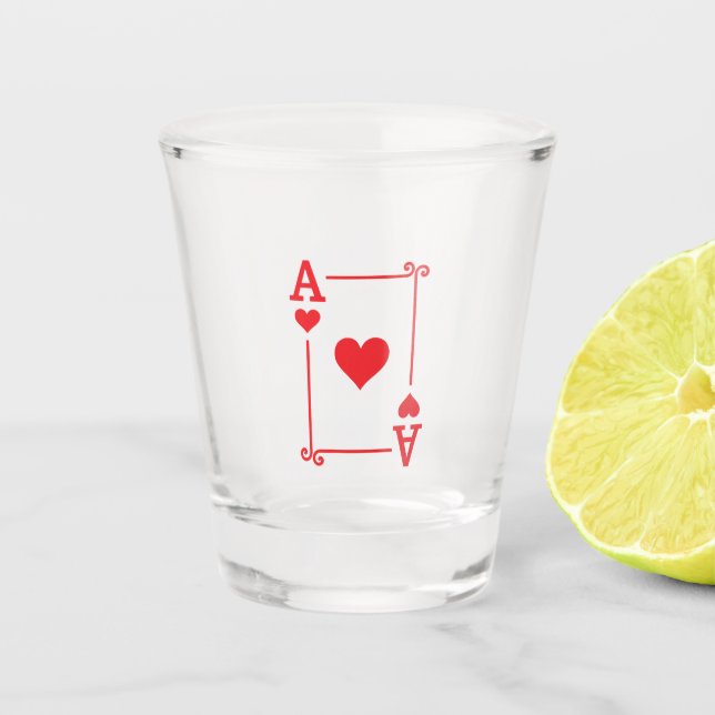 Ace Hearts Anzug spielen Karten modern Schnapsglas (Vorderseite)