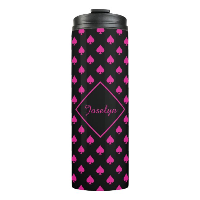 Ace-Muster mit dem Extravaganten Namen Black & Pin Thermosbecher (Vorderseite)