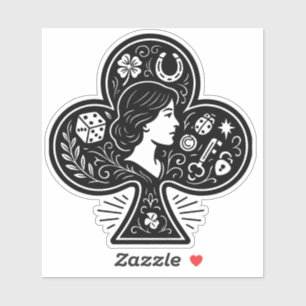 Ace of Clubs — Lady Luck Cameo Aufkleber
