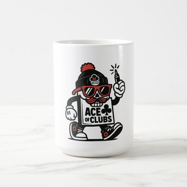 Ace of Clubs Street Mascot — Poker Grind Crew Kaffeetasse (Mittel)