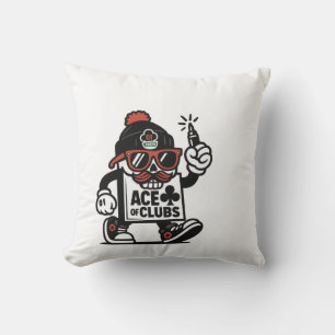 Ace of Clubs Street Mascot — Poker Grind Crew Kissen