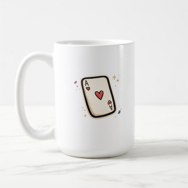 Ace of Hearts Minimal Playing Card Art Kaffeetasse (Links)