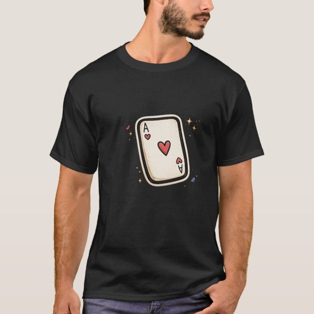 Ace of Hearts Minimal Playing Card Art T-Shirt (Vorderseite)