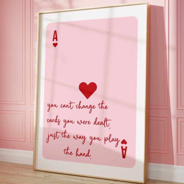 Ace of Hearts Poker Pink Ästhetisches Zitatposter Poster (Von Creator hochgeladen)