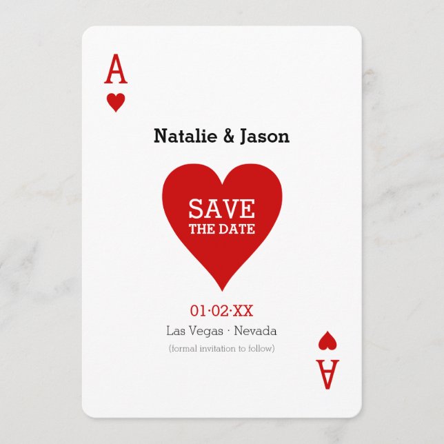Ace of Hearts Save the Date Hochzeitsankündigung (Vorderseite)
