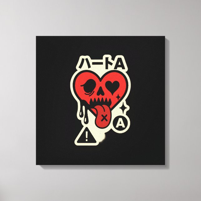 Ace of Hearts — Tropfen-Heart Katakana (Poker Stre Leinwanddruck (Vorderseite)