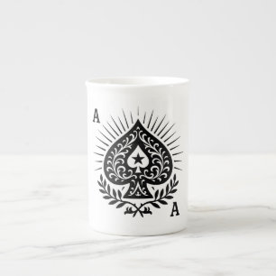 Ace of Spades — Filigree Star & Laurel Prozellantasse