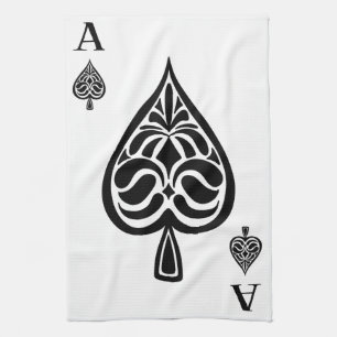Ace Pipe Black and White Playing Card Geschirrtuch