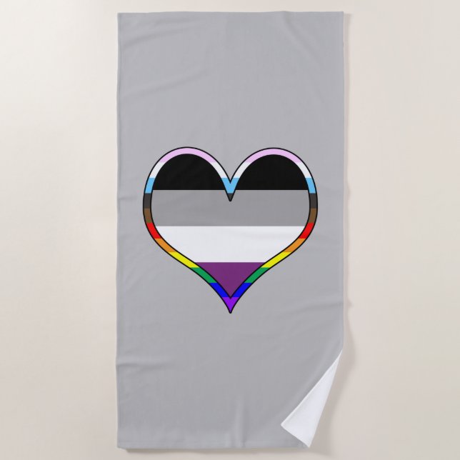 Ace Pride Heart Beach Handtuch (Vorderseite)