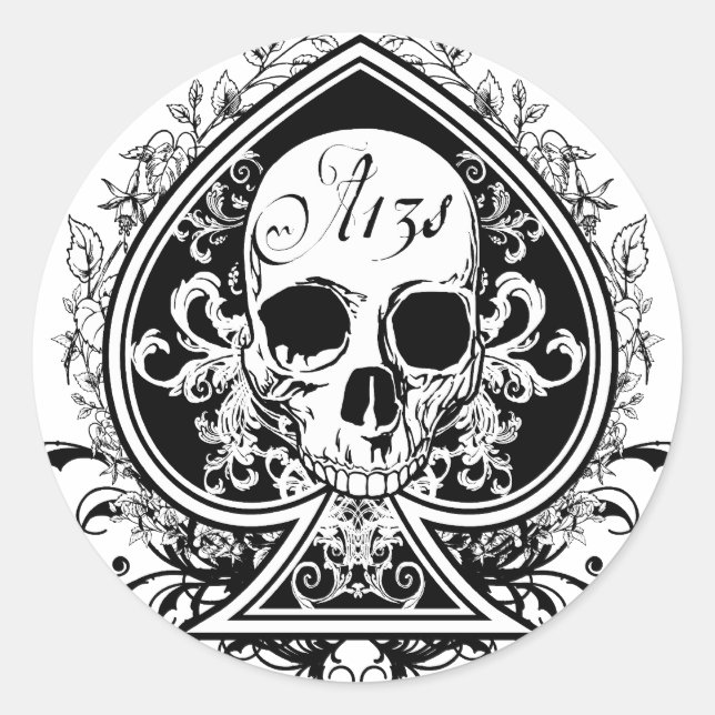 Ace Skull Runder Aufkleber (Vorderseite)
