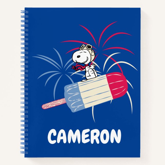 Ace Snoopy auf dem Eis-Pop Notizbuch (Vorderseite)