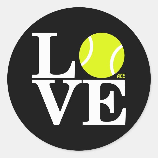 Ace Tennis LIEBE Runder Aufkleber (Vorderseite)