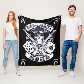 Aces and Aights Dead Man's Hand Cowboy Skull Fleecedecke