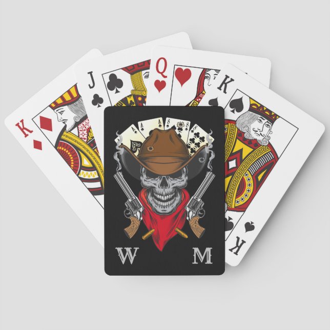 Aces n Aight Dead Man's Hand Cowboy Monogramm Spielkarten (Rückseite)