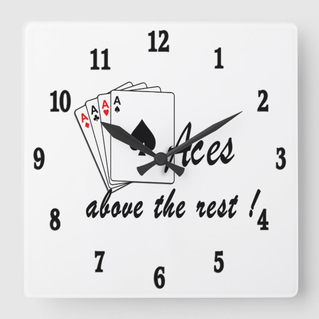 Aces oberhalb der Erholung White Quadratische Wanduhr (Vorderseite)