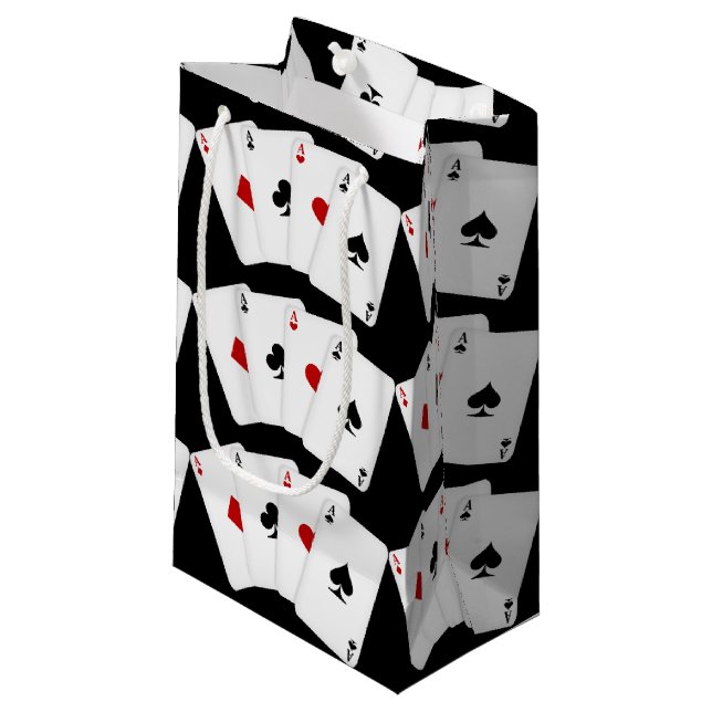 Aces Spielkarten gekachelt Spielen kleine Geschenk Geschenktüte (Vorderseite Schrägansicht)
