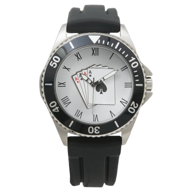Aces w Black Roman Numerals Armbanduhr (Vorderseite)
