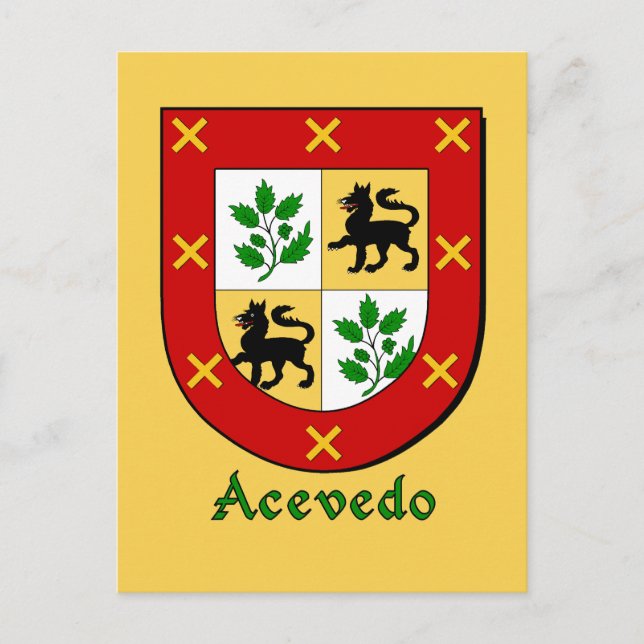 Acevedo Family Heraldic Shield Postkarte (Vorderseite)
