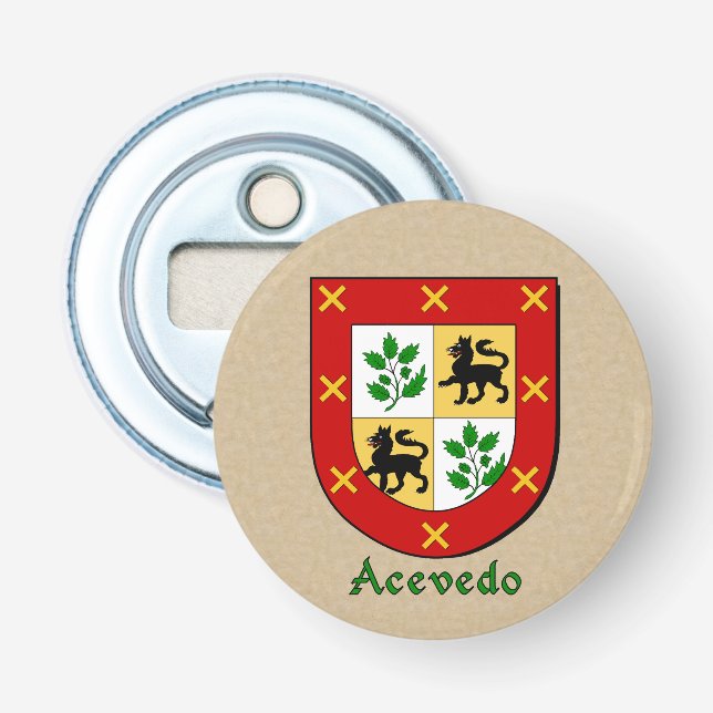 Acevedo Heraldic Arms on Parchstyle Back Flaschenöffner (Vorderseite)