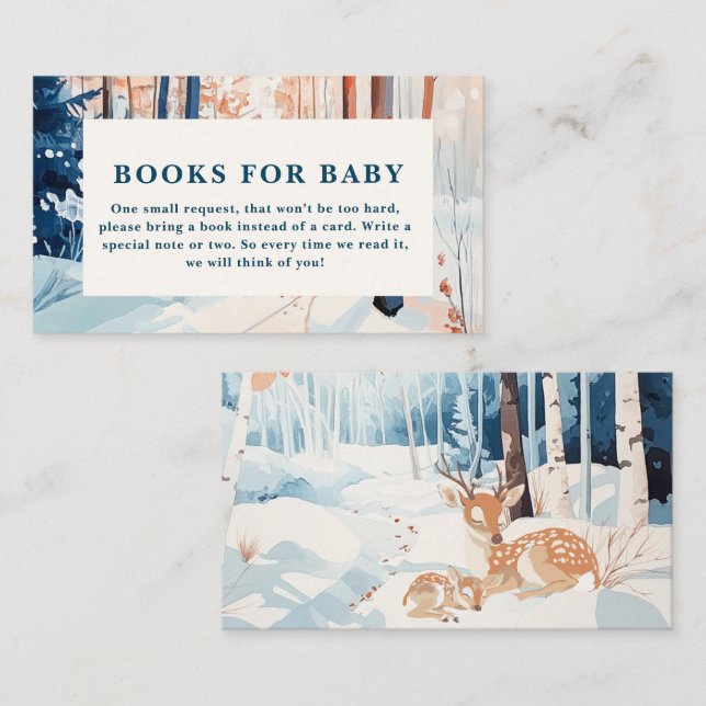 Ach Hirschwald Winter Babyduschbücher für Baby Begleitkarte (Vorne/Hinten)