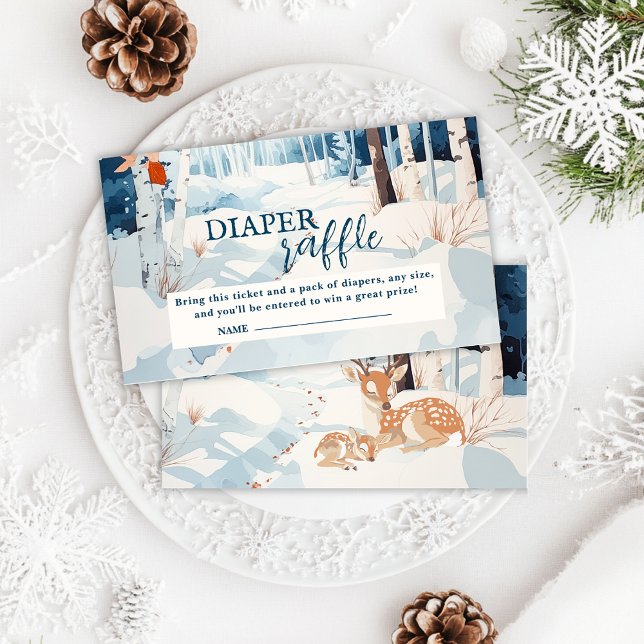 Ach Hirschwald Winter Windeln Raffle Babydusche Begleitkarte (Von Creator hochgeladen)