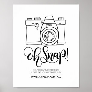 Ach ja! - Hochzeitshashtag Poster